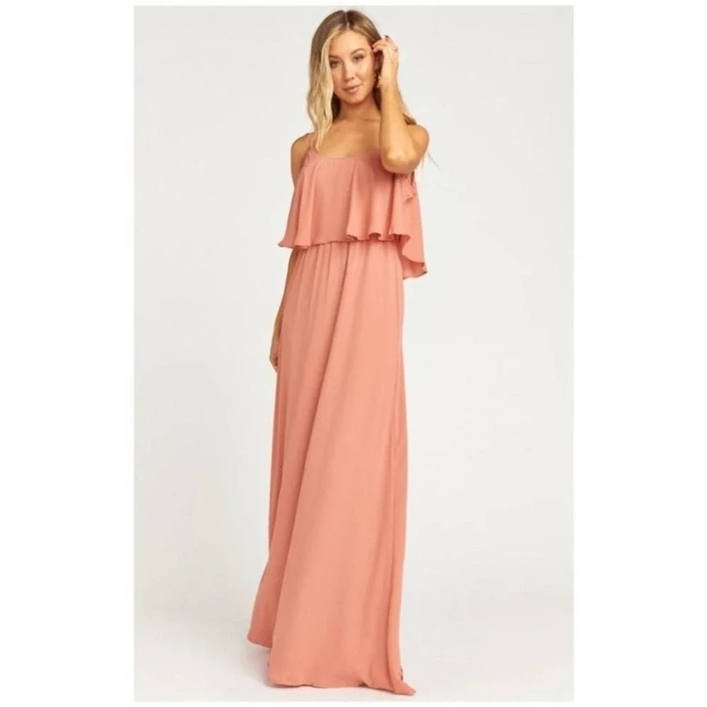Show Me Your Mumu Caitlin Ruffle Maxi Dress Rustic Mauve Special occasion Size S